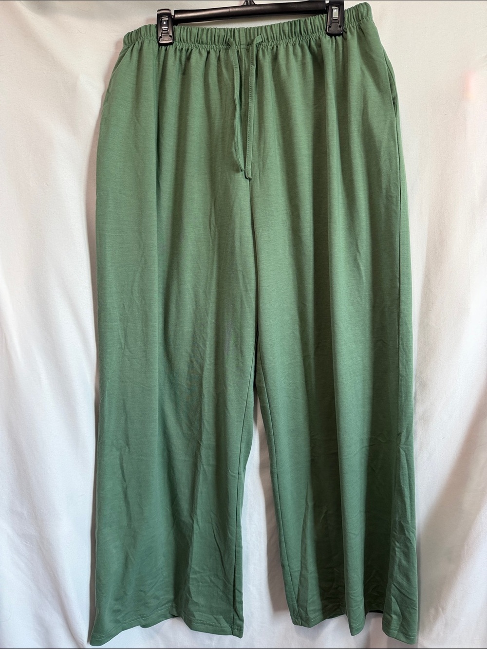Elastic-Waist Wide Leg Pants in Sage Green